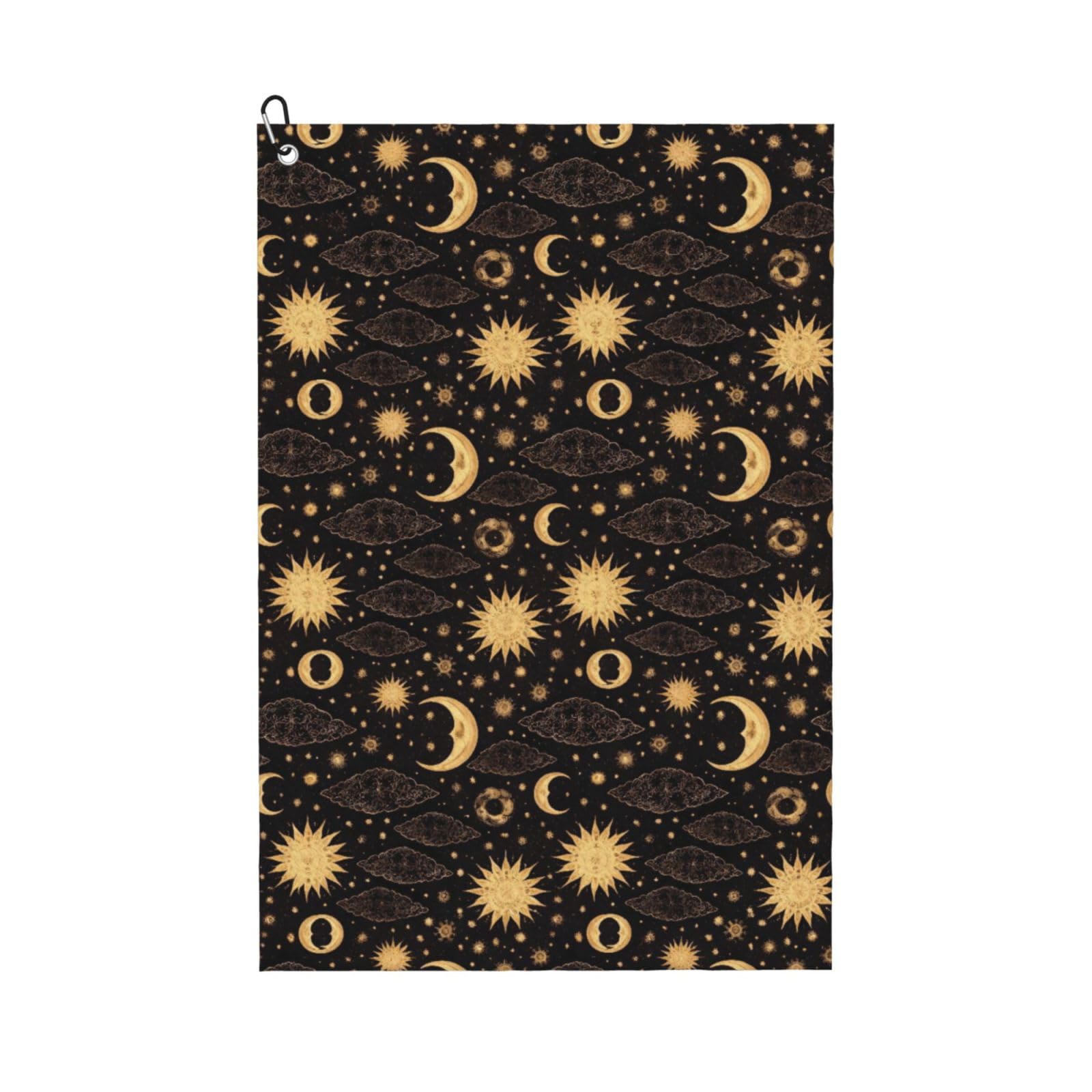 BSDFGSDD Black Gold Sun Moon Stars Art Golf Towel 24 x 16 inches