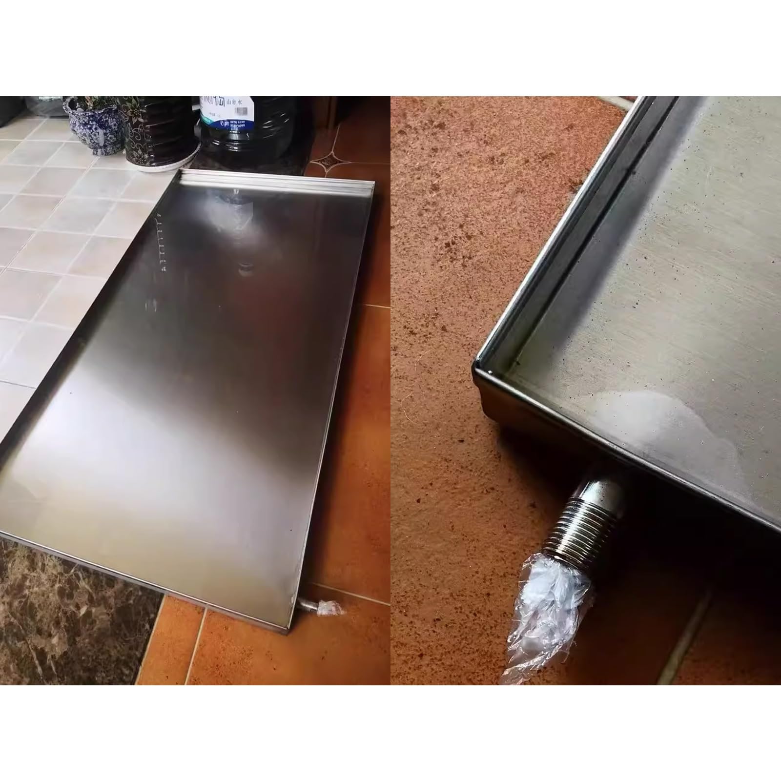 Große Auffangwanne aus Edelstahl Automatische Ölauffangwanne Waschmaschinenwanne Ideal for Innen und Außengeräte Wasserauffang und Ablauf(30x90cm(12x36in))