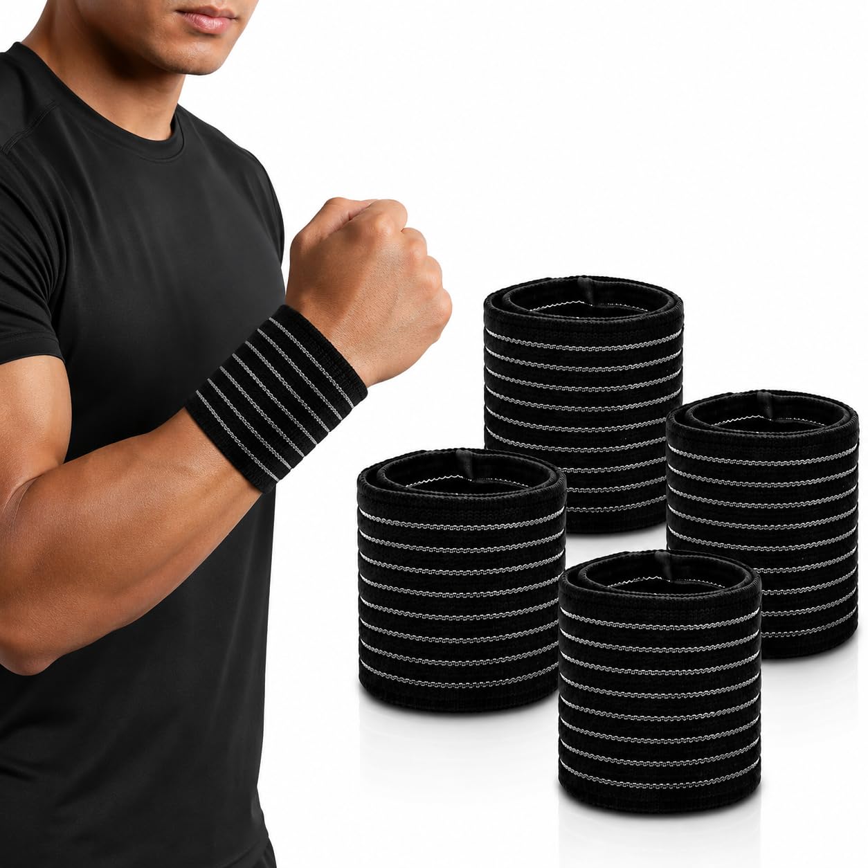 Protège-Poignet Respirant Élastique Ajustable en Polyester pour Tennis, Gym, Fitness Homme et Femme