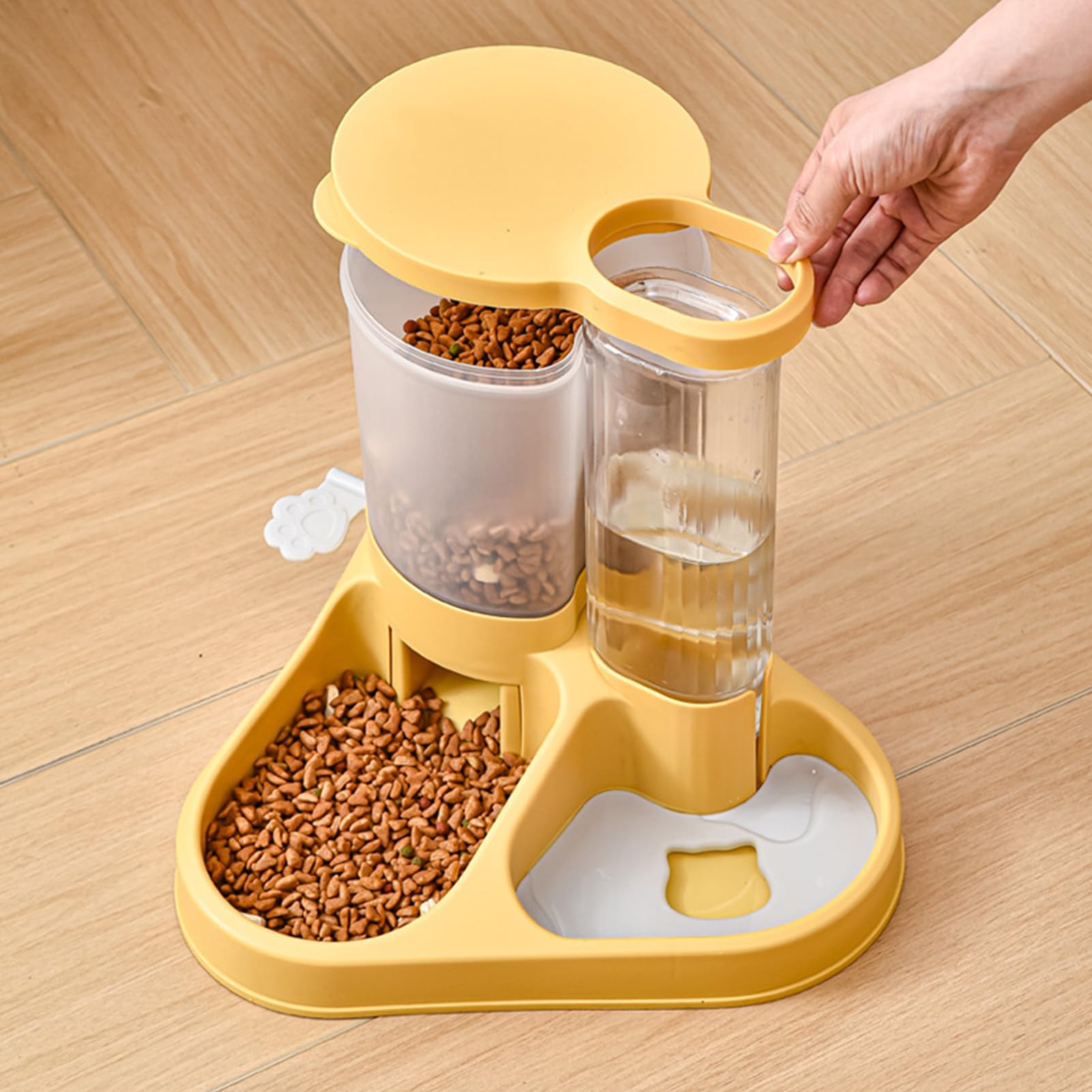 Comedero y Bebedero automático para Perros, dispensador de alimento y Agua para Mascotas de Gran Capacidad, diseño Transparente con Base Antideslizante para Perros, Gatos y
