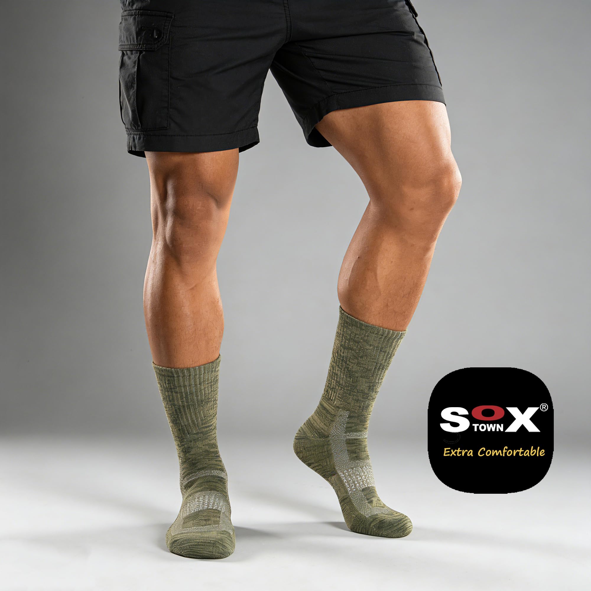 SOX TOWN Gepolsterte Crew-Trainingssocken für Unisex, Herren, Damen, Sport
