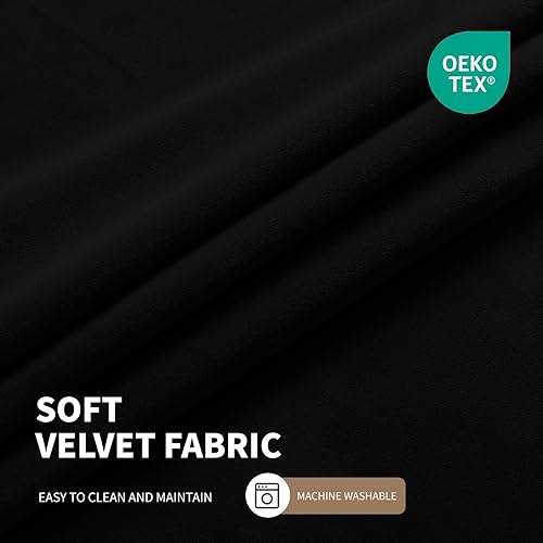 Miniatura 4 de CUCRAF Cortinas 100% opacas de terciopelo negro de 84 pulgadas de largo, aislamiento térmico, reducción de ruido, bolsillo para barra, cortinas de