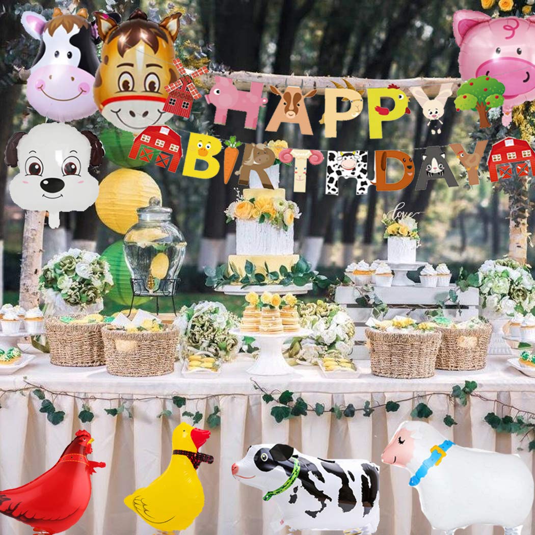 Farm Animal Party Decorations 67pcs Farm Walking Balloons Cupcake