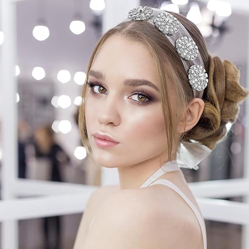 Miniatura 3 de Adornos de diamantes de imitación de 0.748 in con parte trasera plana, botón de cristal de flores, accesorios plateados de diamantes de imitación