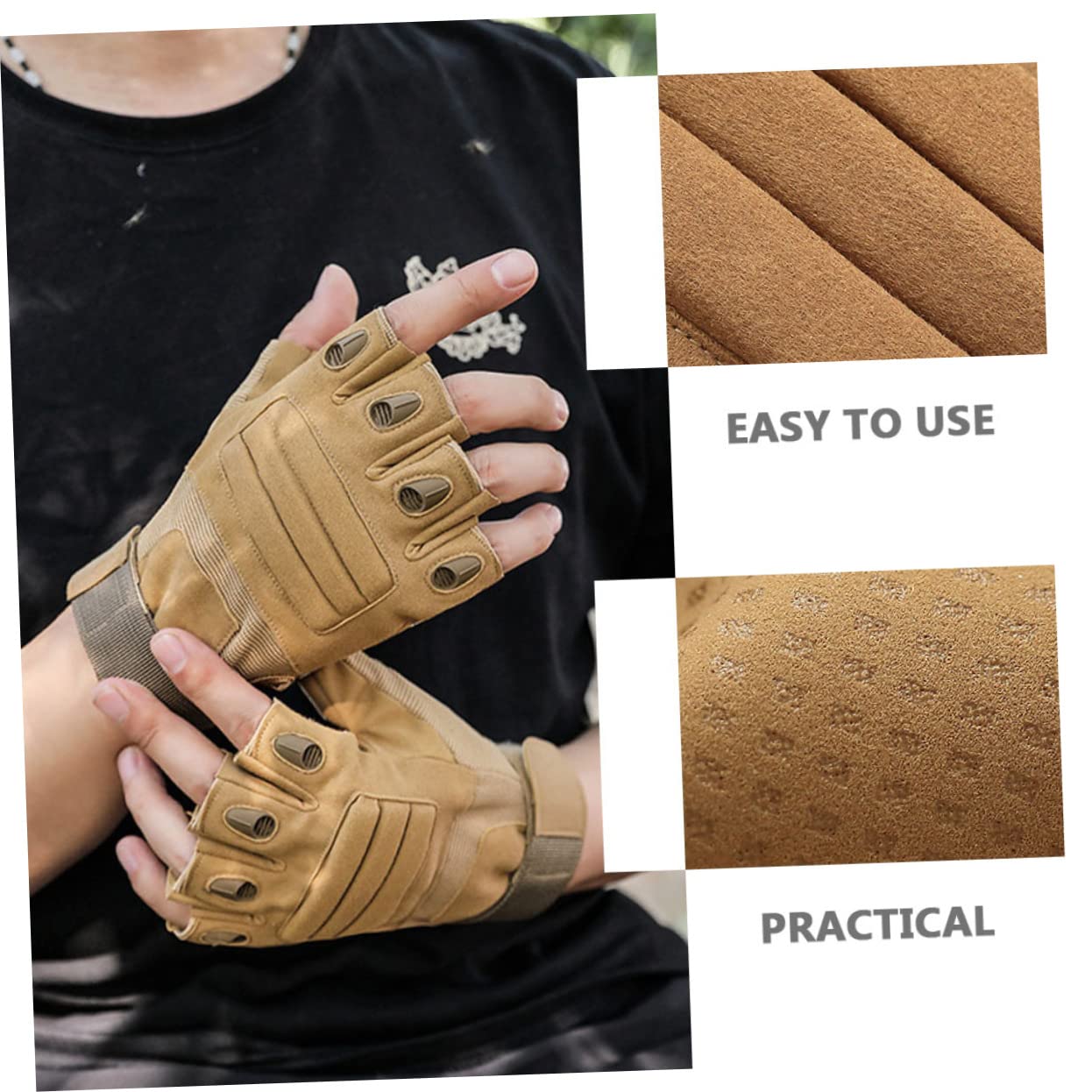 TOVINANNA 1Pair Half Finger Cycling Gloves for Outdoor Sports Protective Gloves for Climbing Biking Driving and Winter Activities Durable Comfortable Design for Men