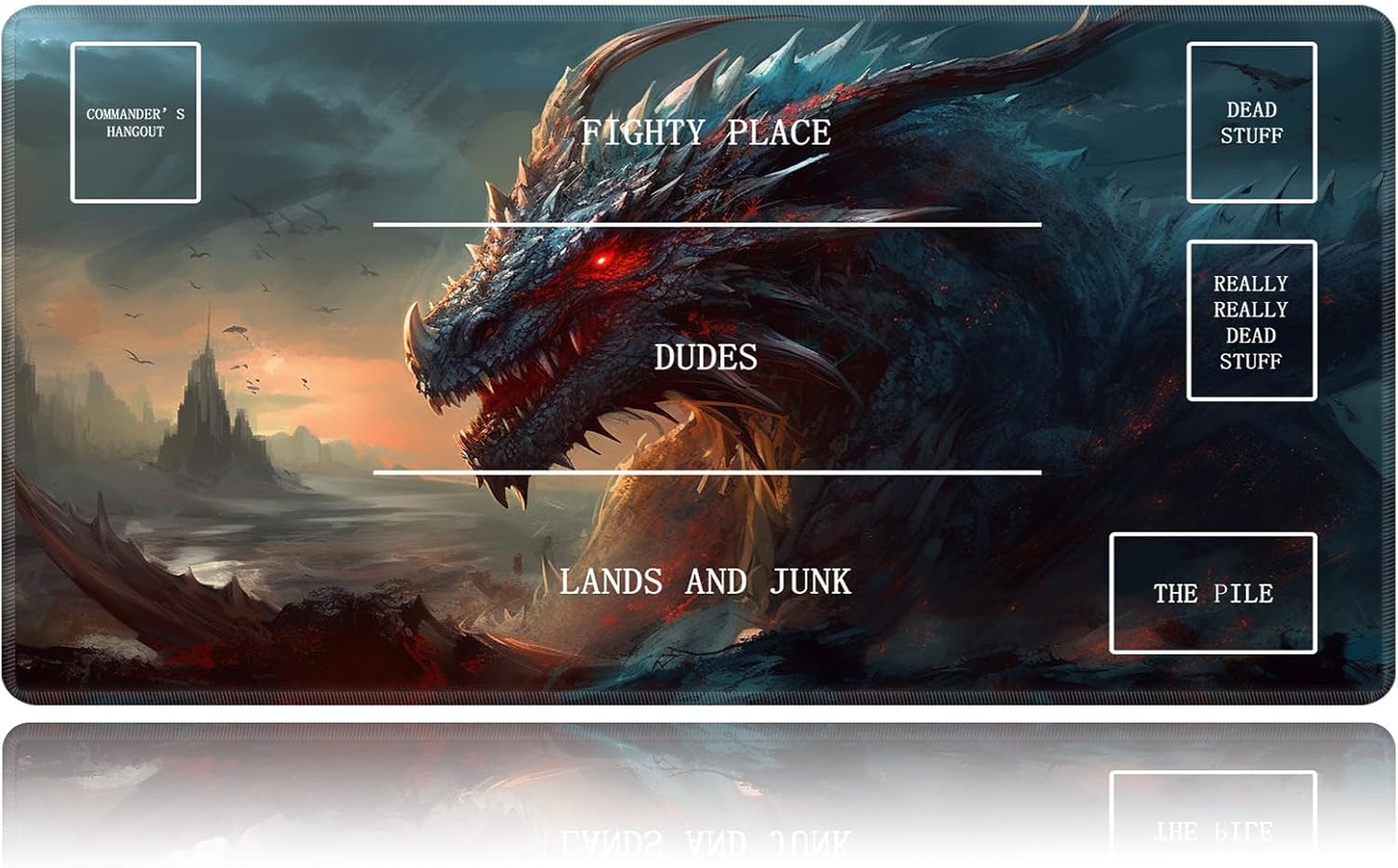 Dragon Card Game Mats, MTG Playmat & Mouse Pad 24" x 14", Game Play Mat with Stitched Edge for Magic The Gathering, RPG CCG, Anime TCG Card Desk Writing Pad