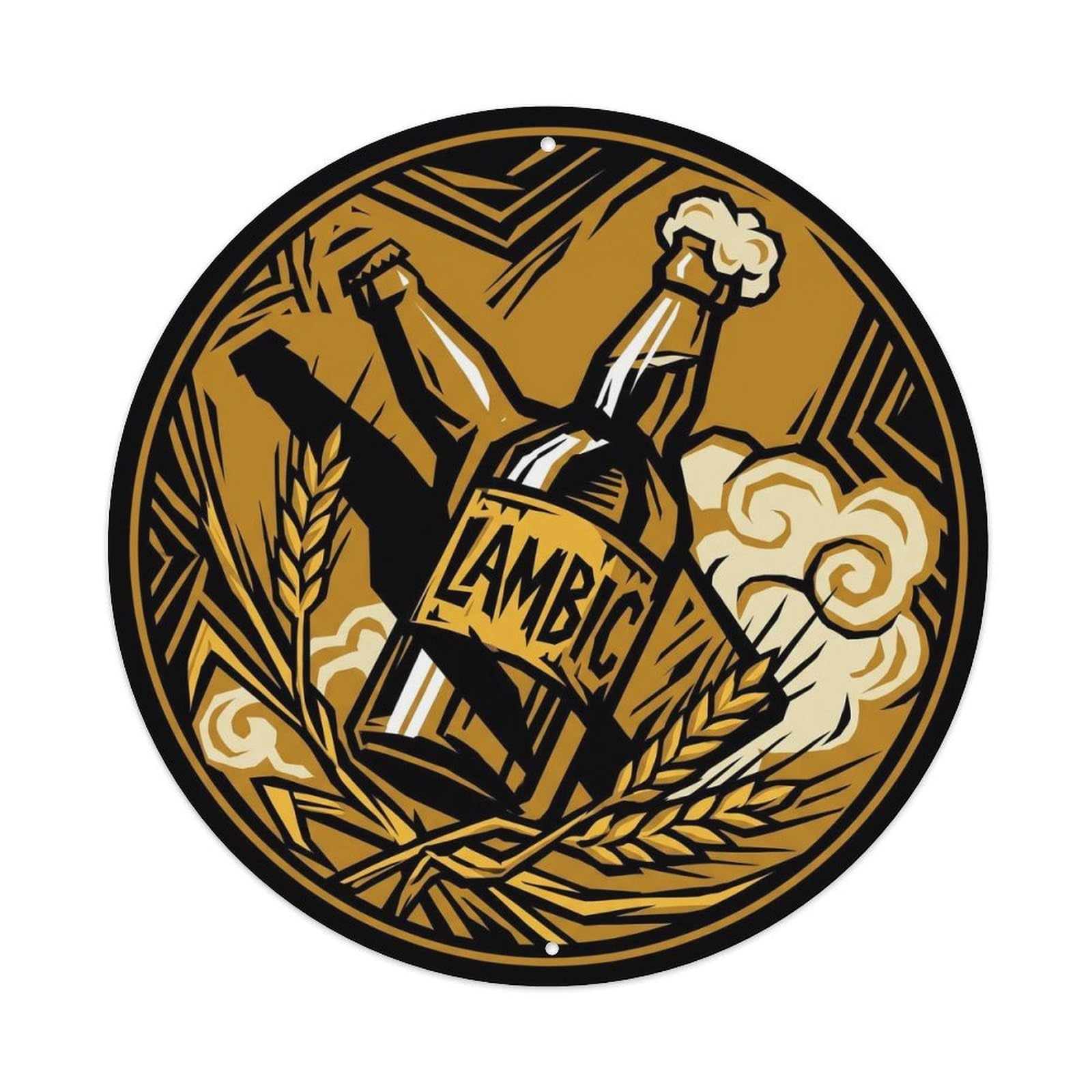 Lambic Sour Beer Retro Wild Ferment Malt Hops Dark Metal Tin Sign