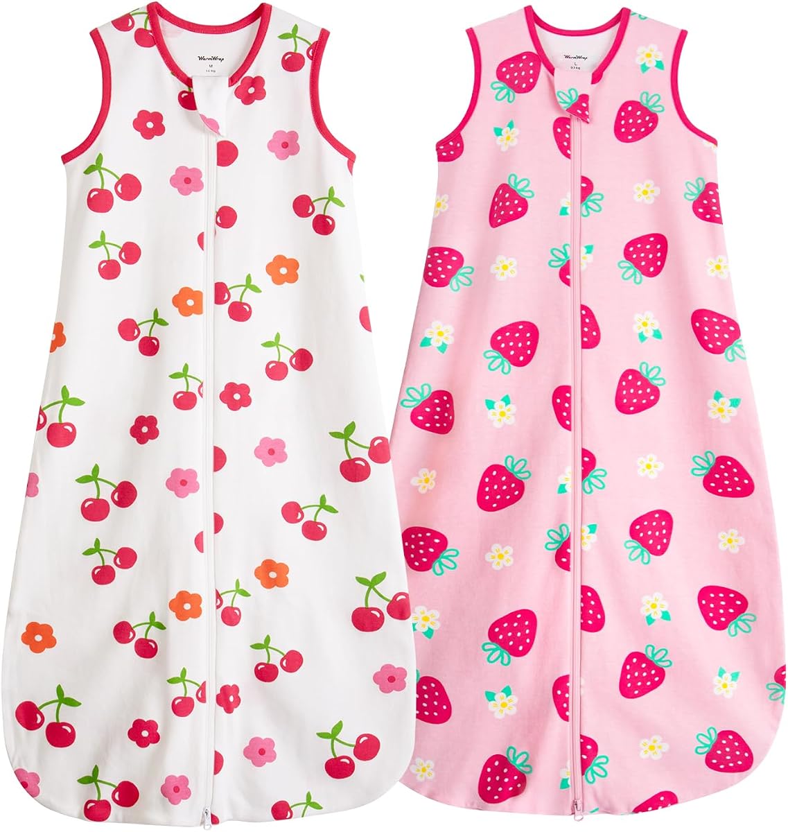 Baby Sleep Sack 6-12 Months 1.0 Tog 100% Cotton Toddler Sleep Sack,2 Pack Breathable Soft All Year Wearable Blanket for Toddler
