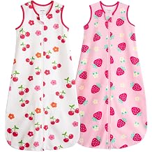 Baby Sleep Sack 6-12 Months 100% Cotton 1.0 Tog 2-Way Zip 2 Pack