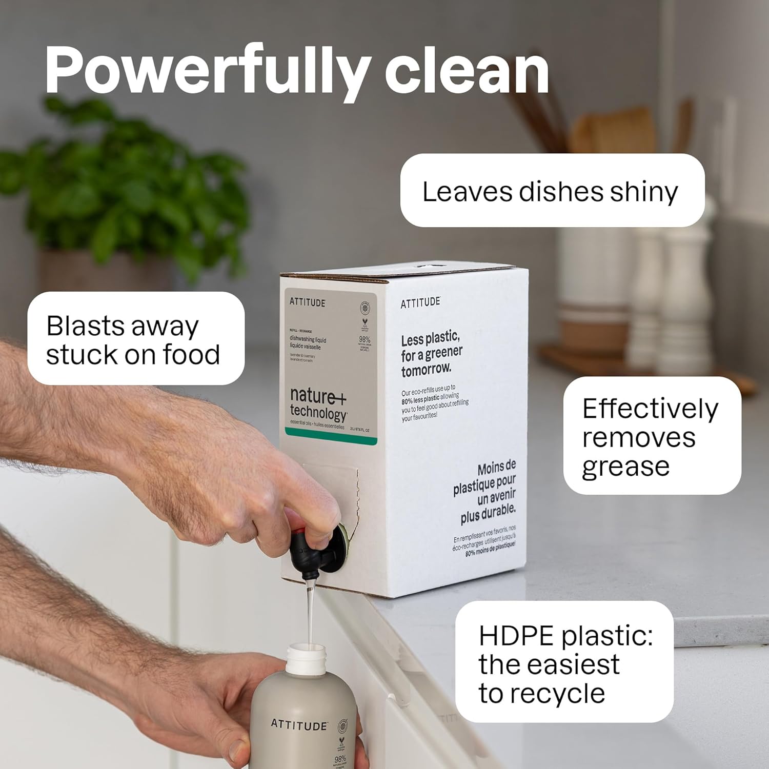 ATTITUDE Dish Soap, Infused with Essential Oils, Plant-Based Ingredients, EWG Verified, Great for Clean and Sparkling Dishes, Vegan Dishwashing Liquid, Lavender & Rosemary, 16.5 Fl Oz - Image 5