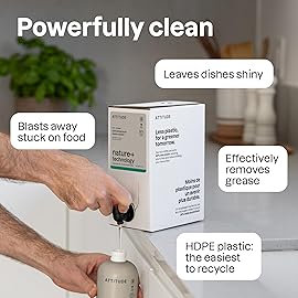 ATTITUDE Dish Soap, Infused with Essential Oils, Plant-Based Ingredients, EWG Verified, Great for Clean and Sparkling Dishes, Vegan Dishwashing Liquid, Lavender & Rosemary, 16.5 Fl Oz