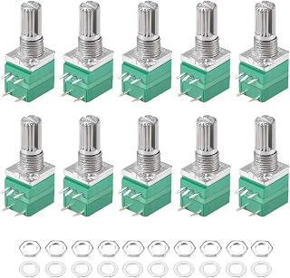 uxcell Potentiometer with Switch B20K Ohm Variable Resistors Single Turn Rotary Carbon Film Taper RV097NS 10pcs