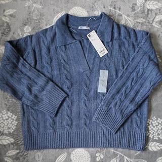 10 20 1500 タグ付 GU ジーユー パフィータッチ スキッパー ケーブルセーター ニ