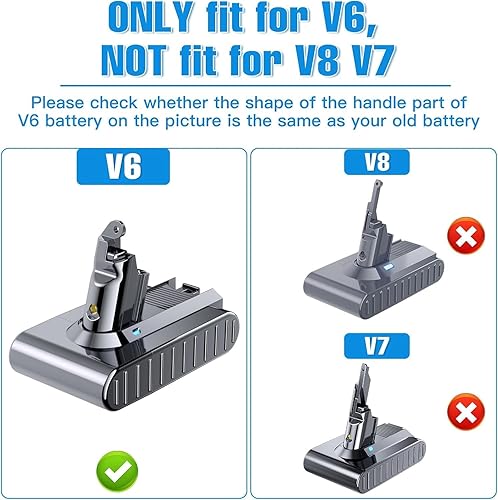 Miniatura 6 de 6000mAh 21.6V para Dyson V6 Reemplazo de batería compatible con SV03 SV04 SV05 SV06 SV07 SV09 VTC4 DC58 DC59 DC61 DC62 DC72 V6 Absolute Animal