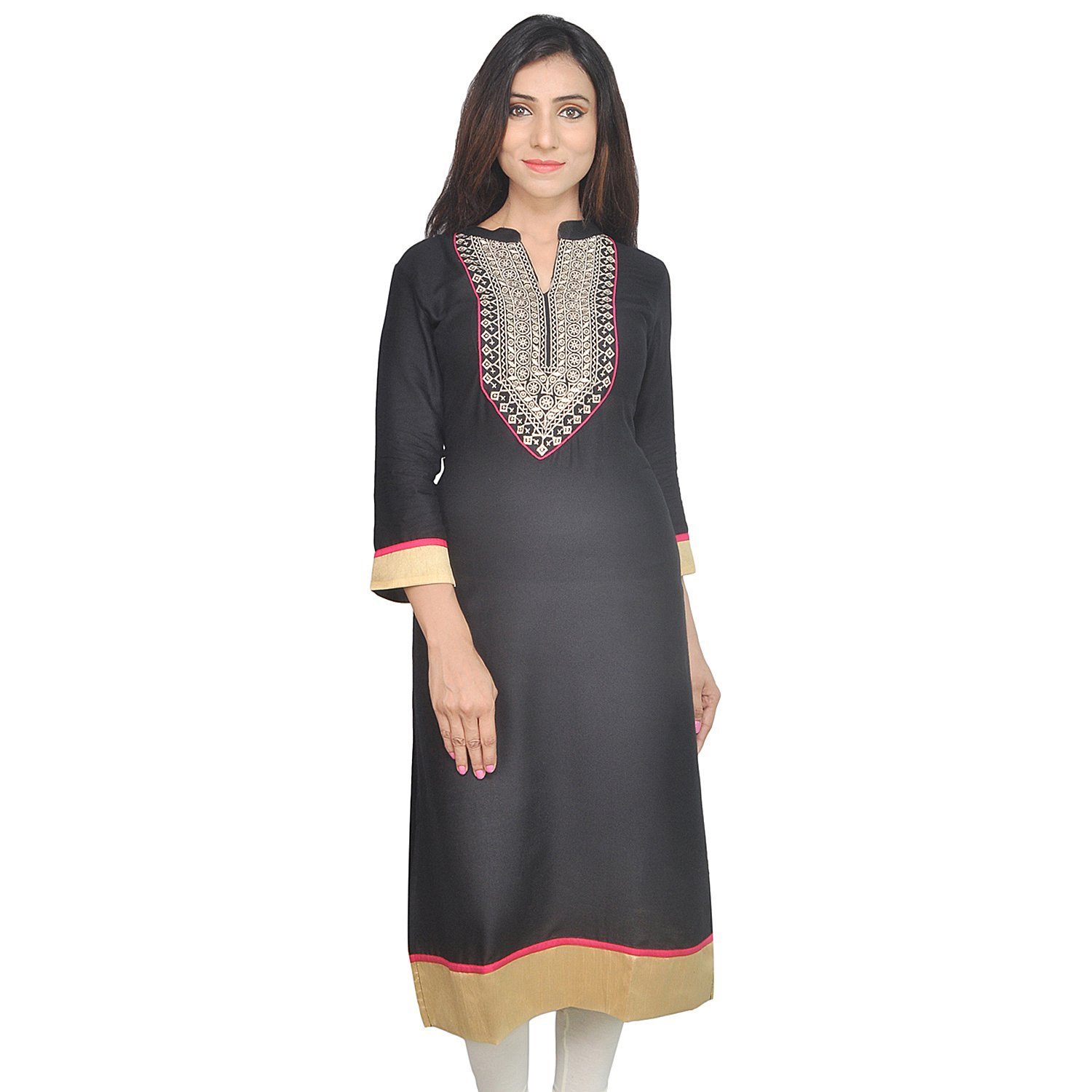 ChichiIndian Women's Embroidered Rayon Kurti Top