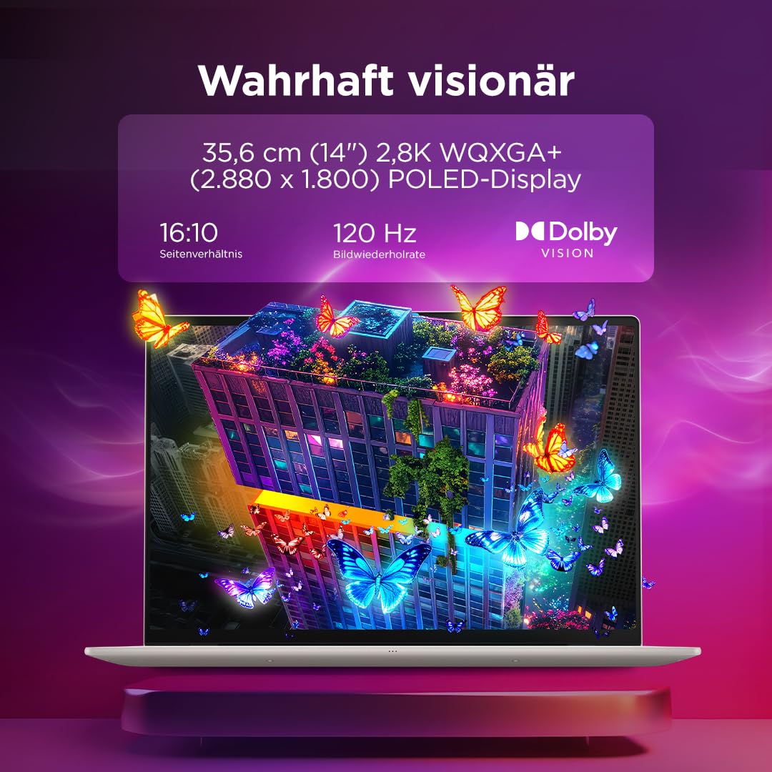 Lenovo Yoga Slim 7 Ultra Aura Edition Laptop | 14"2.8K WUXGA OLED Touch Display | Intel Core Ultra 7 355 | 32GB RAM | 1TB SSD | Intel ARC Grafik | Windows 11 | QWERTZ | Seashell |3 Monate Premium Care