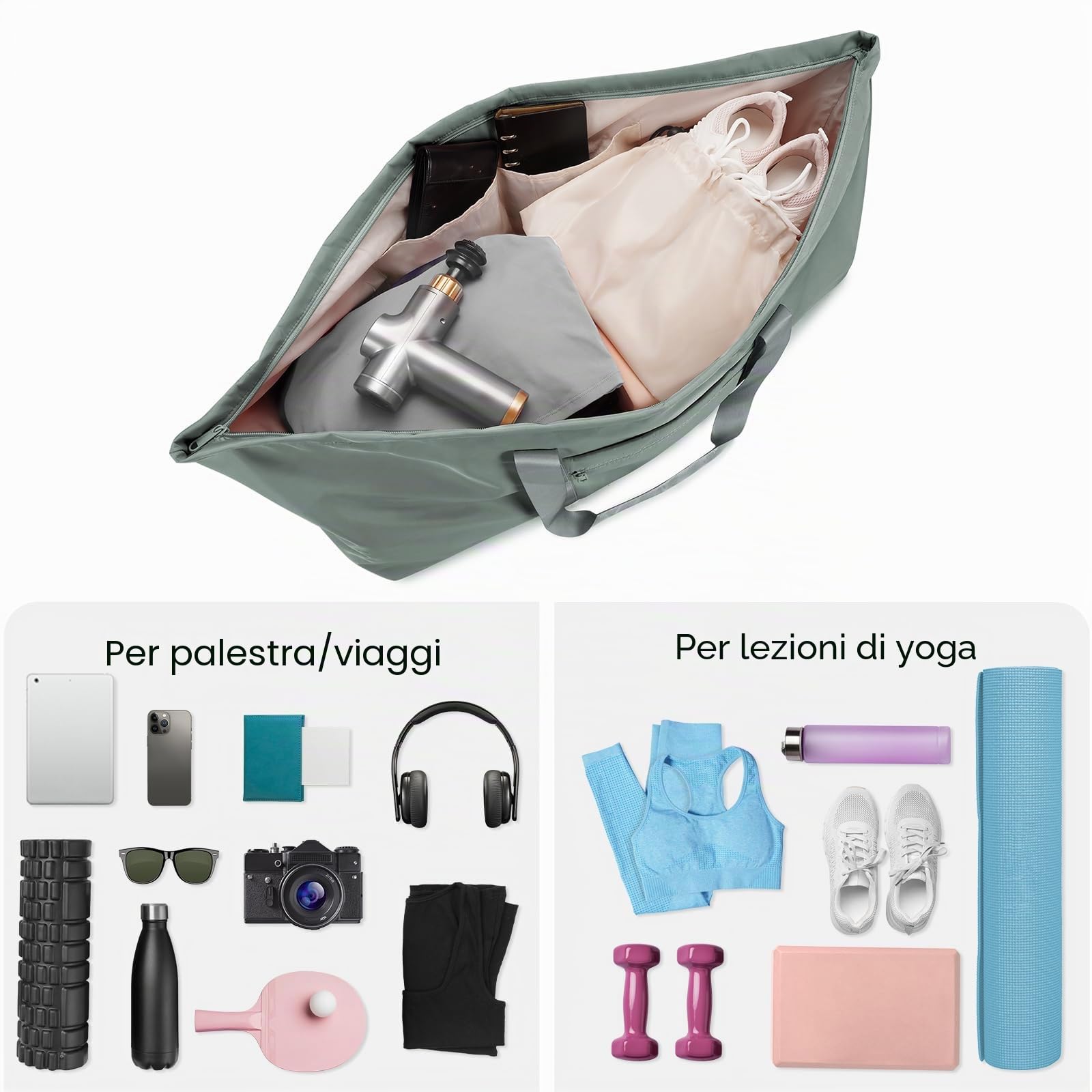 Borsa Sportiva da Donna Borsa da Yoga Grande Borsa da Viaggio con Borsa per Scarpe e Scomparto Bagnato, Borsa per il Trasporto da Uomo Palestra Pilates per Tappetino da Yoga