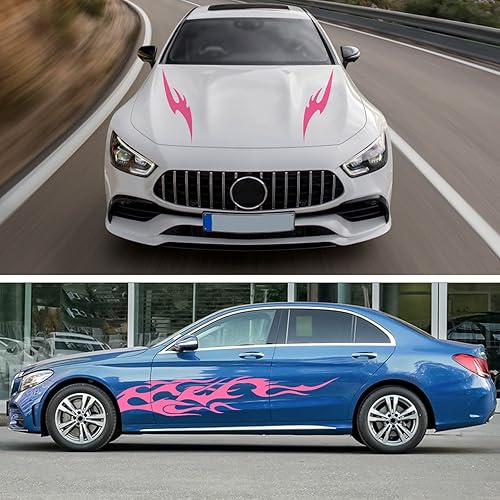 Miniatura 6 de Bilisin 6 calcomanías de vinilo para carrocería lateral de automóvil, carreras de automóviles, deportes, rayas largas y capó de techo, calcomanías