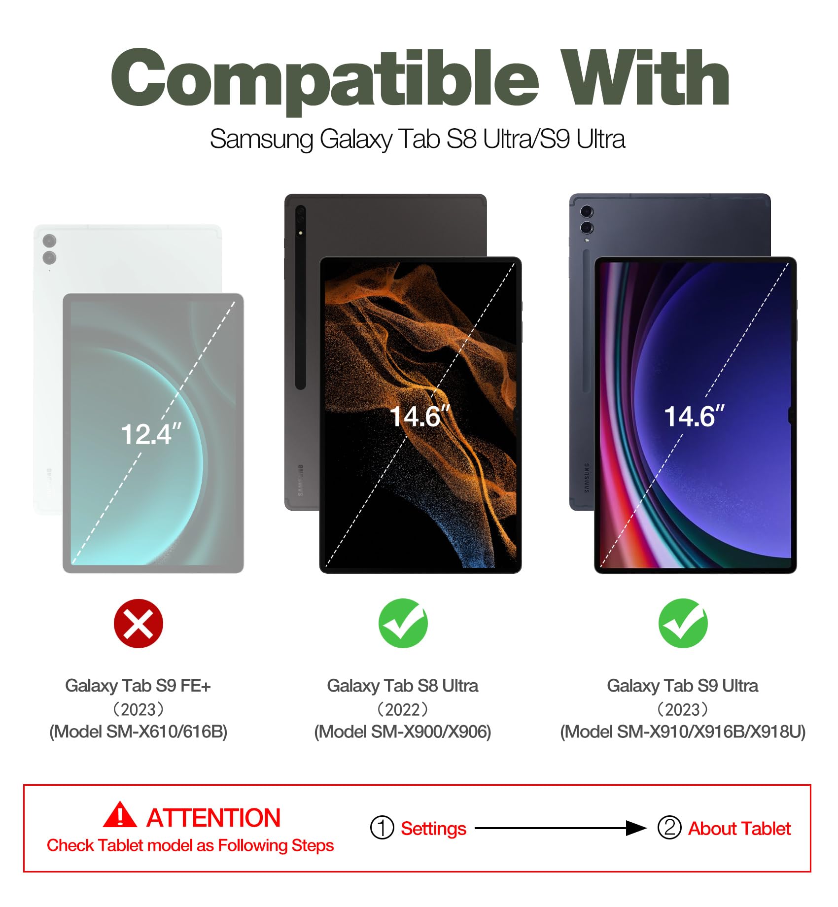Dexnor Compatibile con Samsung Galaxy Tab S9 Ultra/S8 Ultra Cover [Protezione dello schermo integrata e supporto], Custodia protettiva antiurto durevole di grado militare Case - Verde Militare