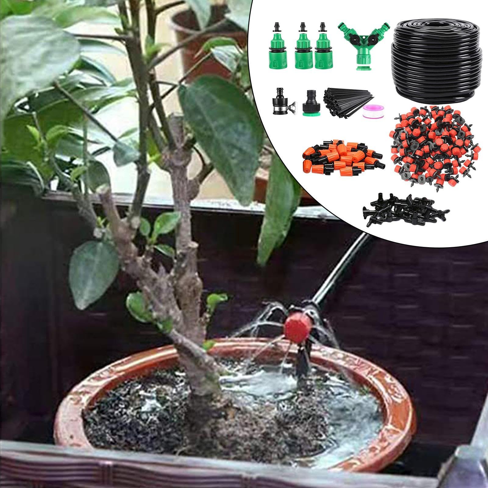 Kit d'arrosage automatique - Tuyau de brumisation - 50 m - Arrosage pour jardin, terrasse, serre, extérieur, intérieur, lit surélevé, , fleurs et légumes