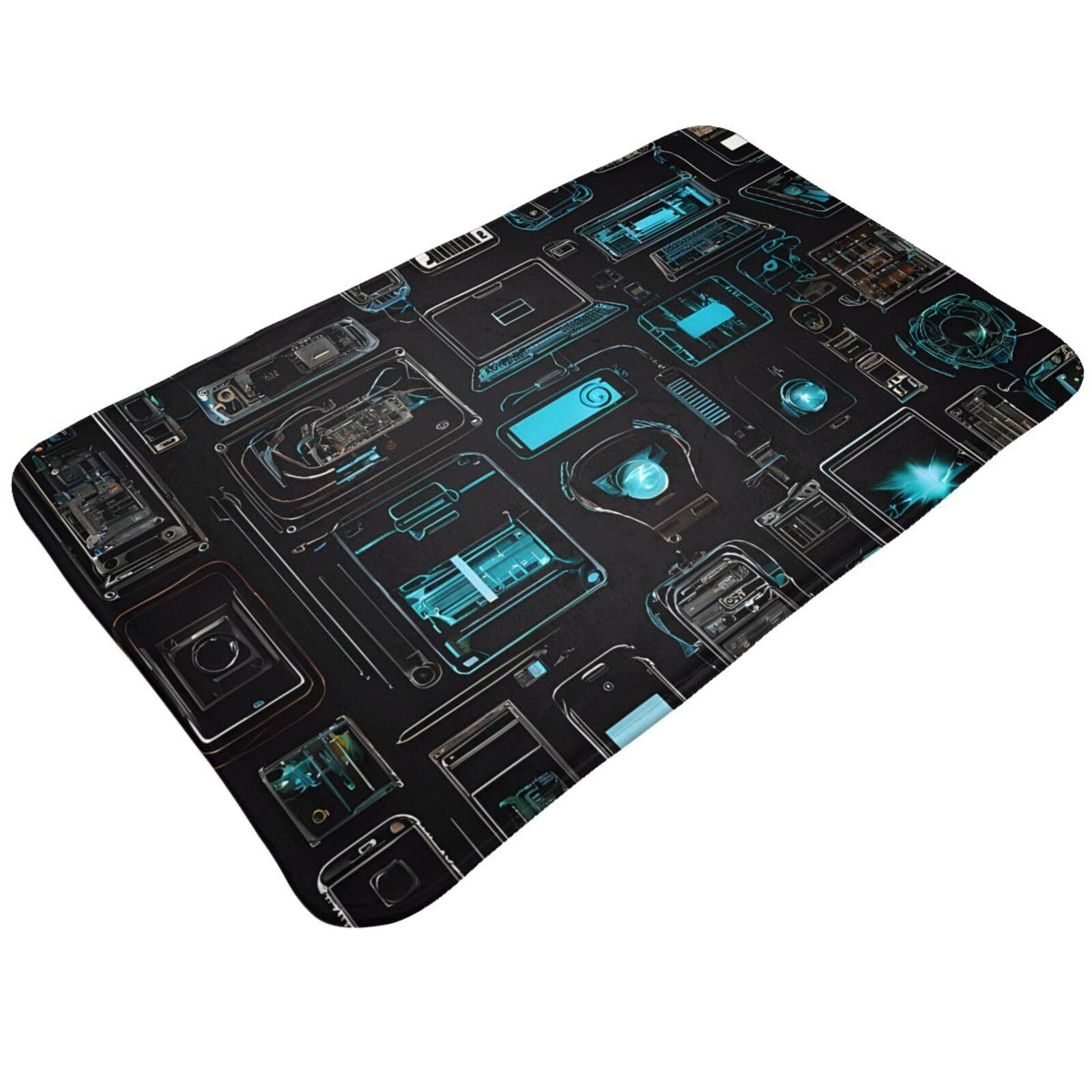 Game Video Gaming Pattern Print Living Room Bathroom Kitchen Anti Slip and Absorbent Carpet, Indoor Entrance Door Muddy Floor Mat, Ultra Soft Washable Carpet 21x31.5 Inches