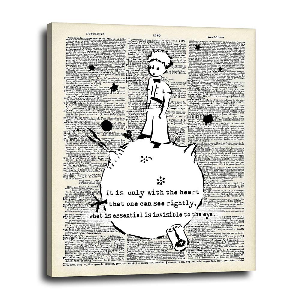 The Little Prince Graffiti Canvas Wall Art 16x20 - La Petit Prince Dictionary Quote Decor for Kids R