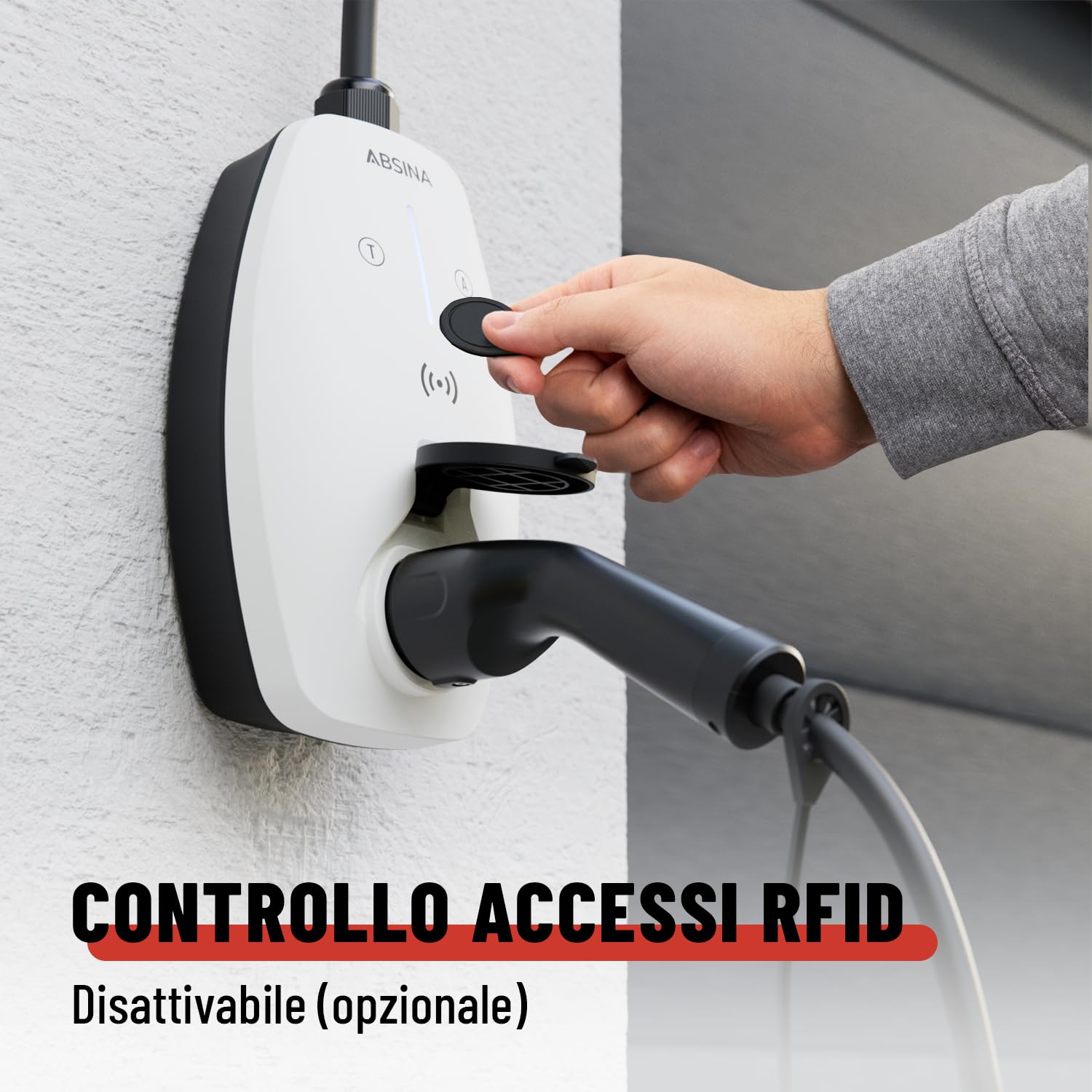 ABSINA Wallbox 11kW con App, Potenza di Ricarica Regolabile // Stazione CEE - wallbox trifase per i3, e-Up, ID.3, ID.4, Zoe, fortwo e Altro - colonnina Ricarica Auto elettrica | CEE - Stazione di ricarica mobile ad alta corrente, 11 kW, 3 fasi, per i3, e-