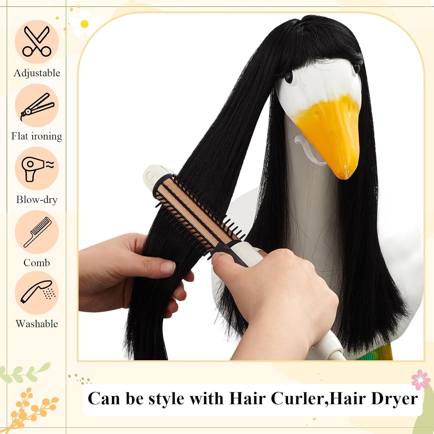 3 Pcs Porch Goose Wigs,Porch Goose Outfit Suitable for 17 Inch and 23 Inch Statue,Cute Outdoor Statue Accessories,Patio Yard Goosey Wig for Lawn Goosey Garden(Fashion) - Image 3