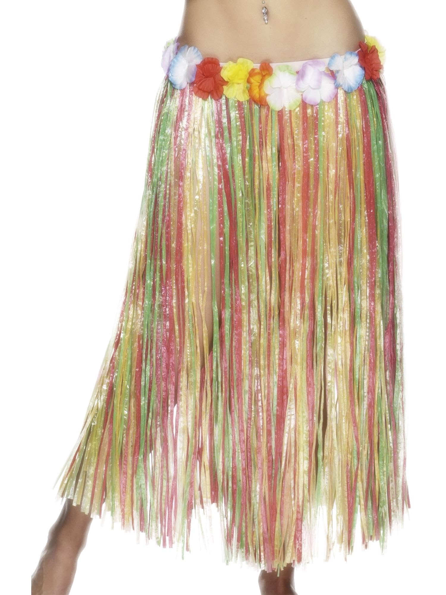 Smiffys Hawaiian Hula Skirt, Multi-Coloured with Flowers, Elasticated Waist, 79cm/31 inches, Hawaiian Luau Fancy Dress, Hawaiian Dress Up Accessories Halloween
