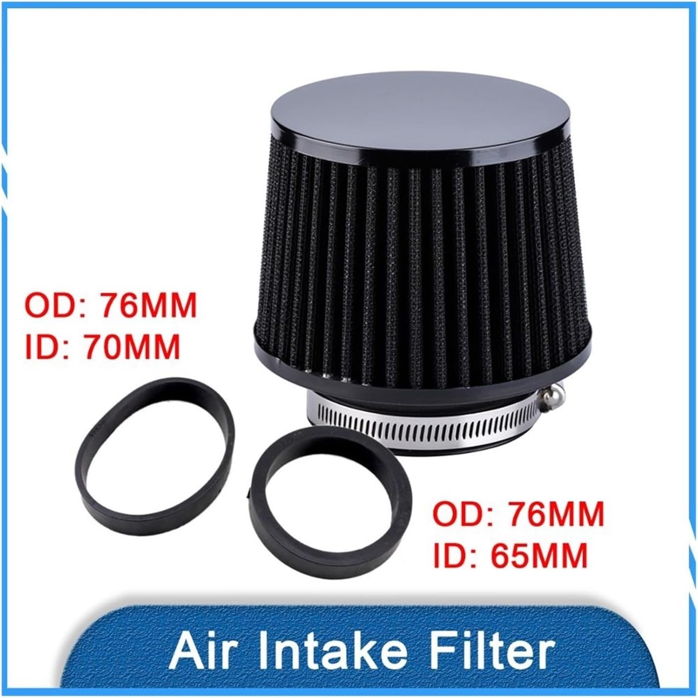 High Flow Air Filter 76mm 70mm 65mm Universal Car Cold Intake Filters 3inch 2.75inch 2.5inch Washable Reusable(76mm-3inch)