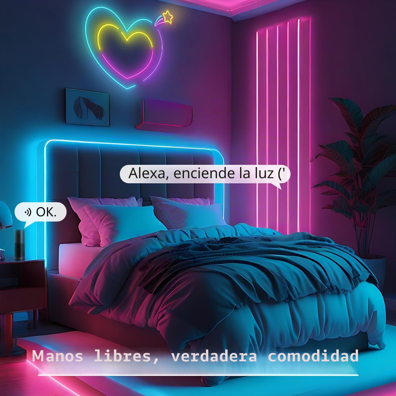 RGB IC 10m Neon Led Strip, WIFI Led Schlauch Streifen für die Wand, Outdoor LED Lichtstreifen, App Steuerung mit Alexa, Syn Music mit Spielzimmerdekoration (Sin control remoto)