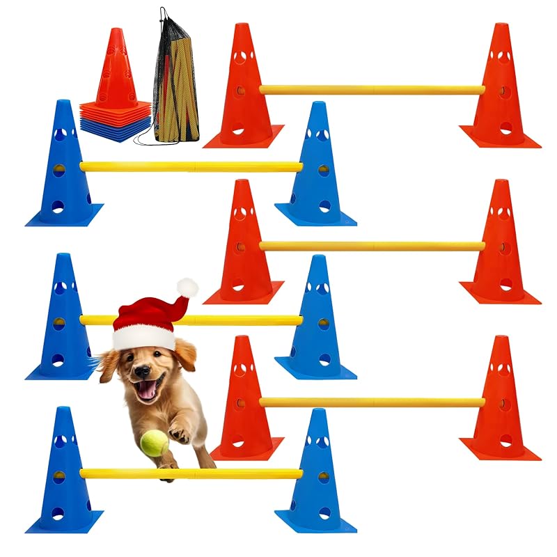 Salto de Agility para Cães com Cones e Altura Ajustável GeerDuo GD048-Blue+Orange