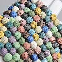 Vista 53 de MJDCB Natural Multicolor Volcanic Lava Stone Round Loose Stone Beads DIY for Jewelry Bracelet Making 15" (6mm, White)