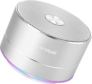 LENRUE Portable Wireless Bluetooth Speaker with Built-in-Mic,Handsfree Call,AUX Line,TF Card,HD Sound and Bass for iPhone Ipad Android Smartphone and More (Silver)