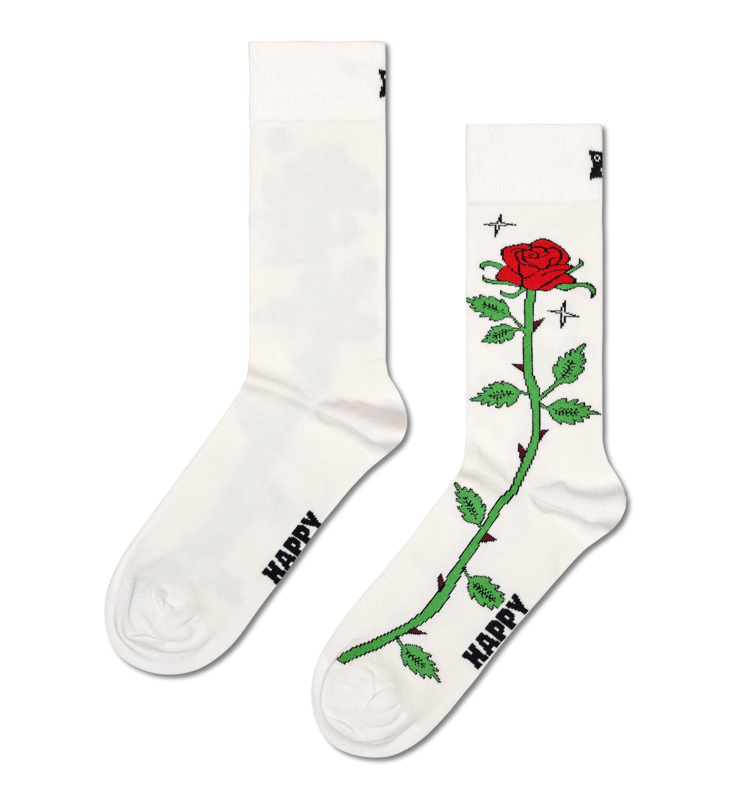 Happy Socks Unisex Multicoloured Rose Socks White, 41-46