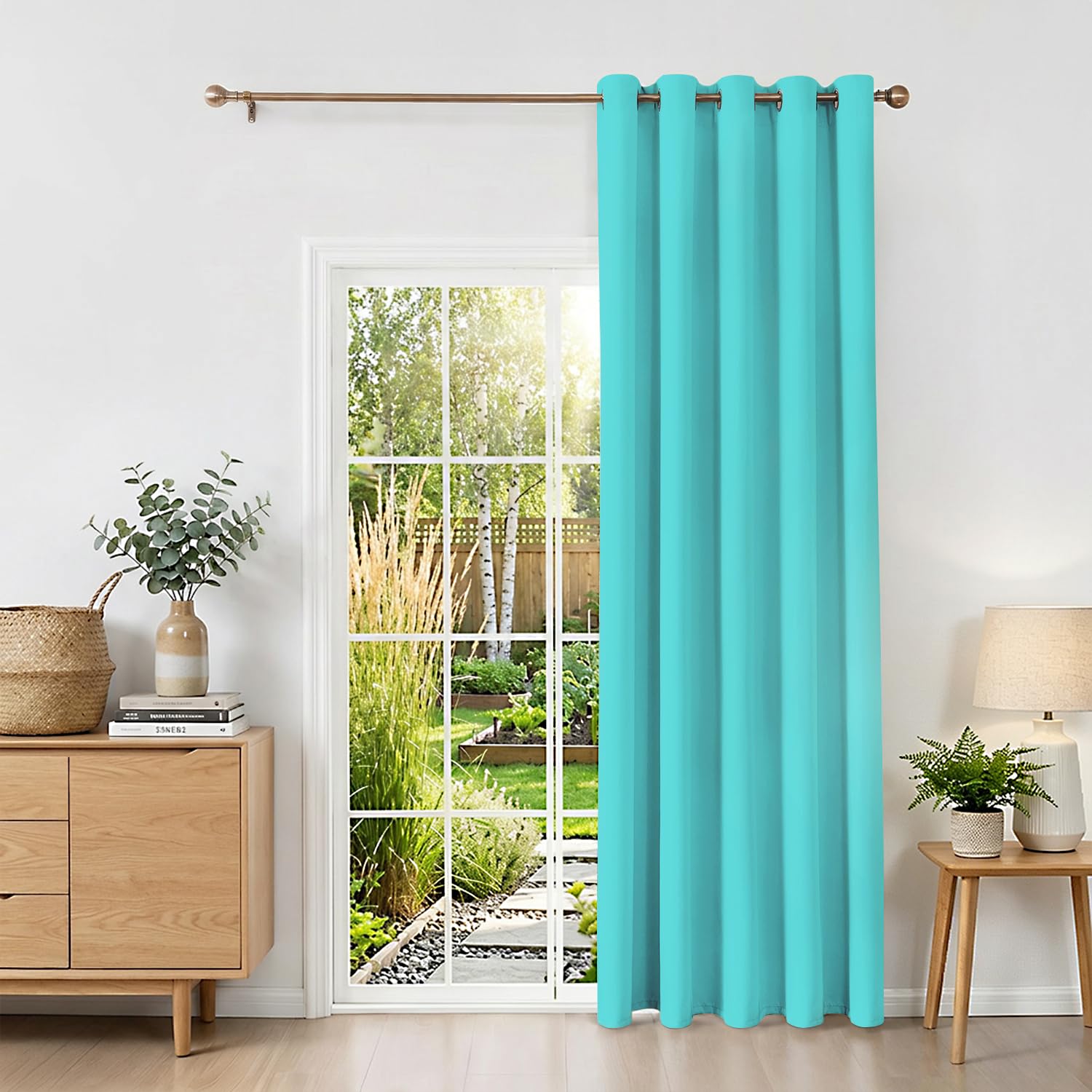 Runyéla Blackout Curtains for Bedroom Eyelet Custom Size Thermal Black Out Curtain for Living Room Kitchen, 1 Panels Peacock Blue