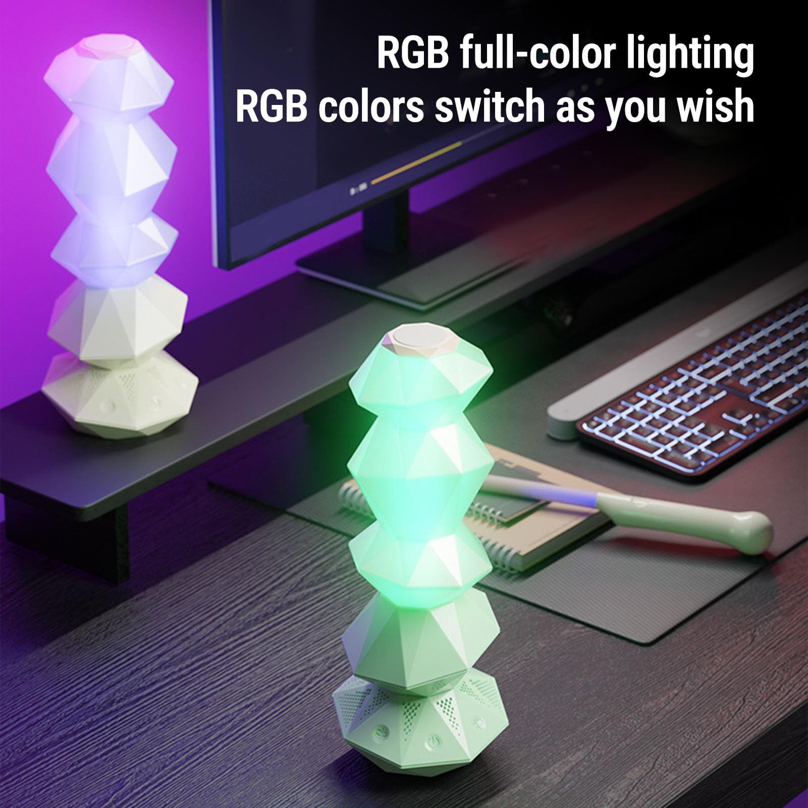 Hyuduo Luce Notturna Musicale con Controllo Bacchetta Cambio Colore RGB, Luce Ambientale da Scrivania Sincronizzazione Musicale modalità Rotante per Arredamento Camera da Letto (WHITE)