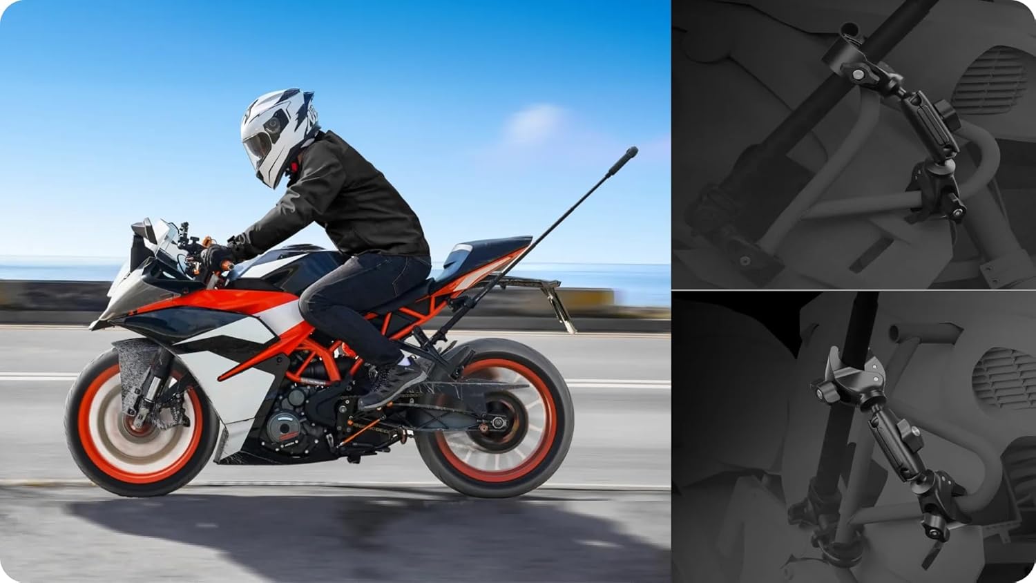 Insta360 Motorcycle Selfie Stick Support Clamp, Compatibale X5/X4/X3/X2, GO Ultra/GO 3S/GO 3/GO 2, Ace/ACE PRO 2, ONE RS (Twin/4K)/ONE R