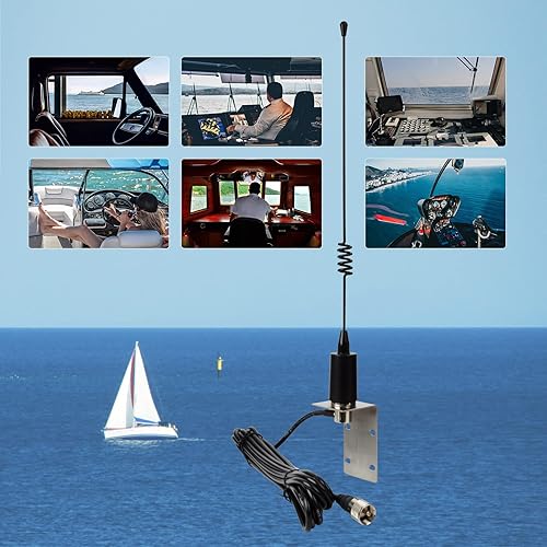 Miniatura 9 de UAYESOK Antena VHF marina de 13.4 pulgadas, antena de barco de acero inoxidable de perfil bajo 159V02 W16.4 pies RG-58 cable coaxial, soporte de