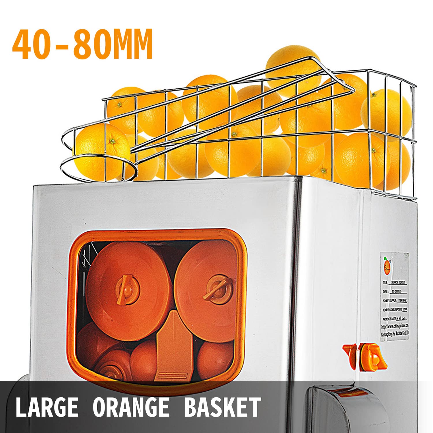 Exprimidor de naranjas comercial, exprimidor automático de cítricos eléctrico, exprimidor de naranjas de acero inoxidable para exprimir jugos de naranjas, pomelos y pomelos. La tasa de producción de