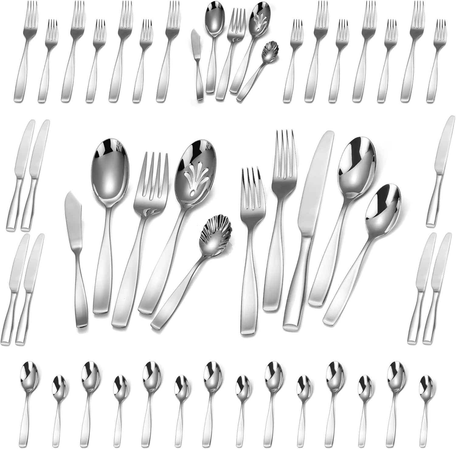 50Piece 18/10 Heavy Flatware Set for 8 with 2 Serving
