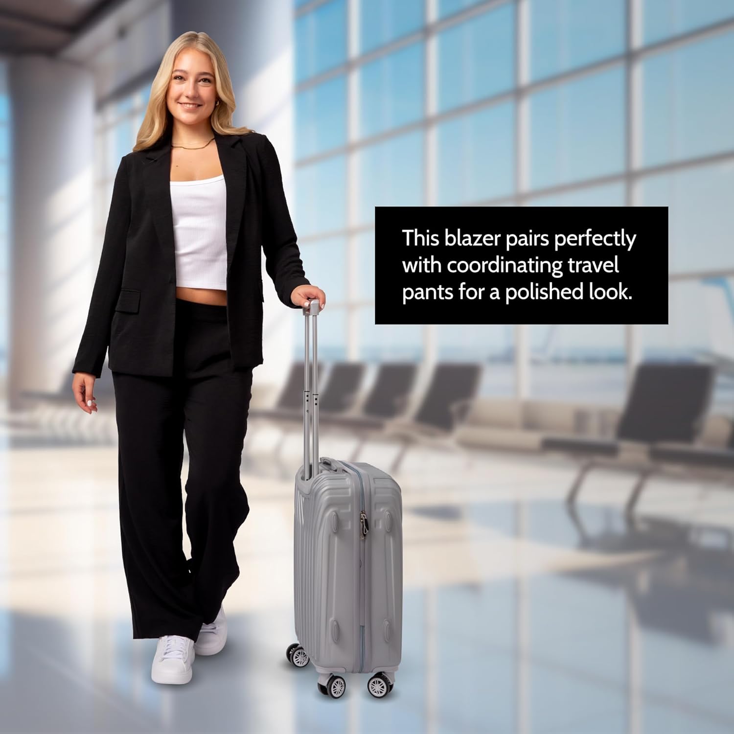 YORK & LANE Womens Packable Travel Blazer, Comfortable and Wash Friendly, Wrinkle Resistant