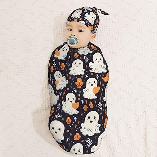 Miniatura 10 de Pink Ghost - Manta para recién nacido con gorro, saco de dormir suave para bebé, elástico y ajustable
