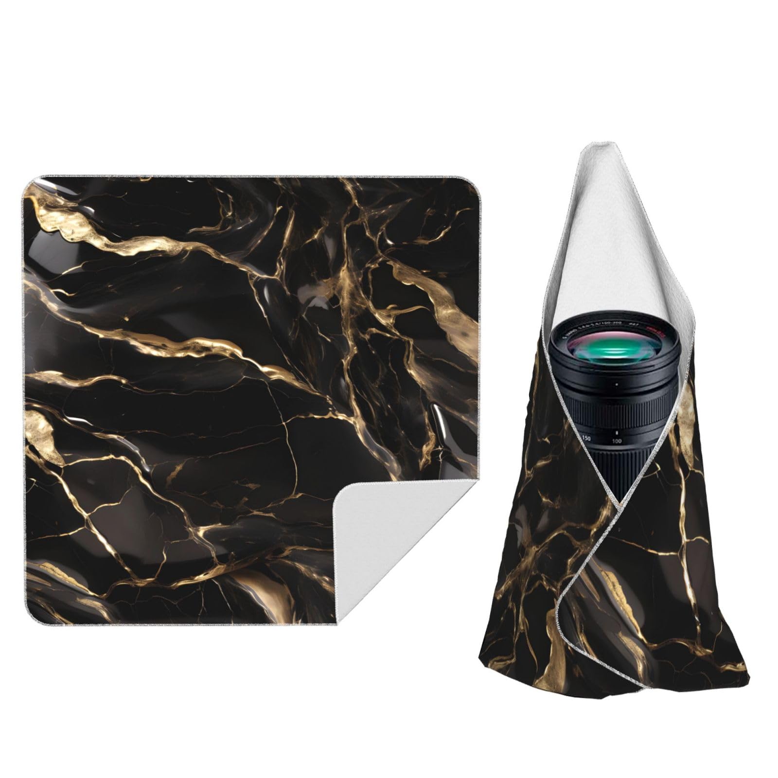 Zhaoyugoods Black Gold Marble Camera Wrap Cloth
