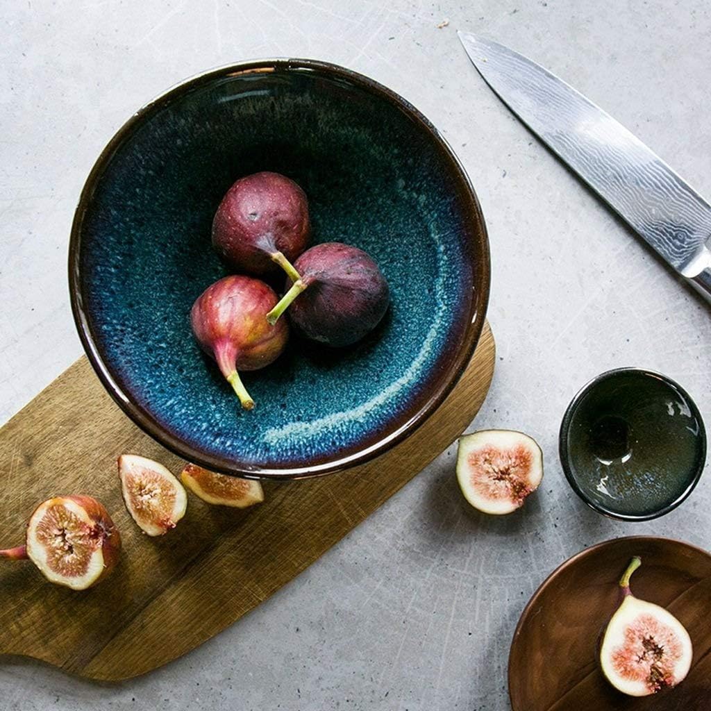 Bowls Japanese Blue And White Porcelain Bowl Salad Fruit Ramen Rice Bowl Household Rice Bowls Ceramic Dishes Tableware 7 Inches
