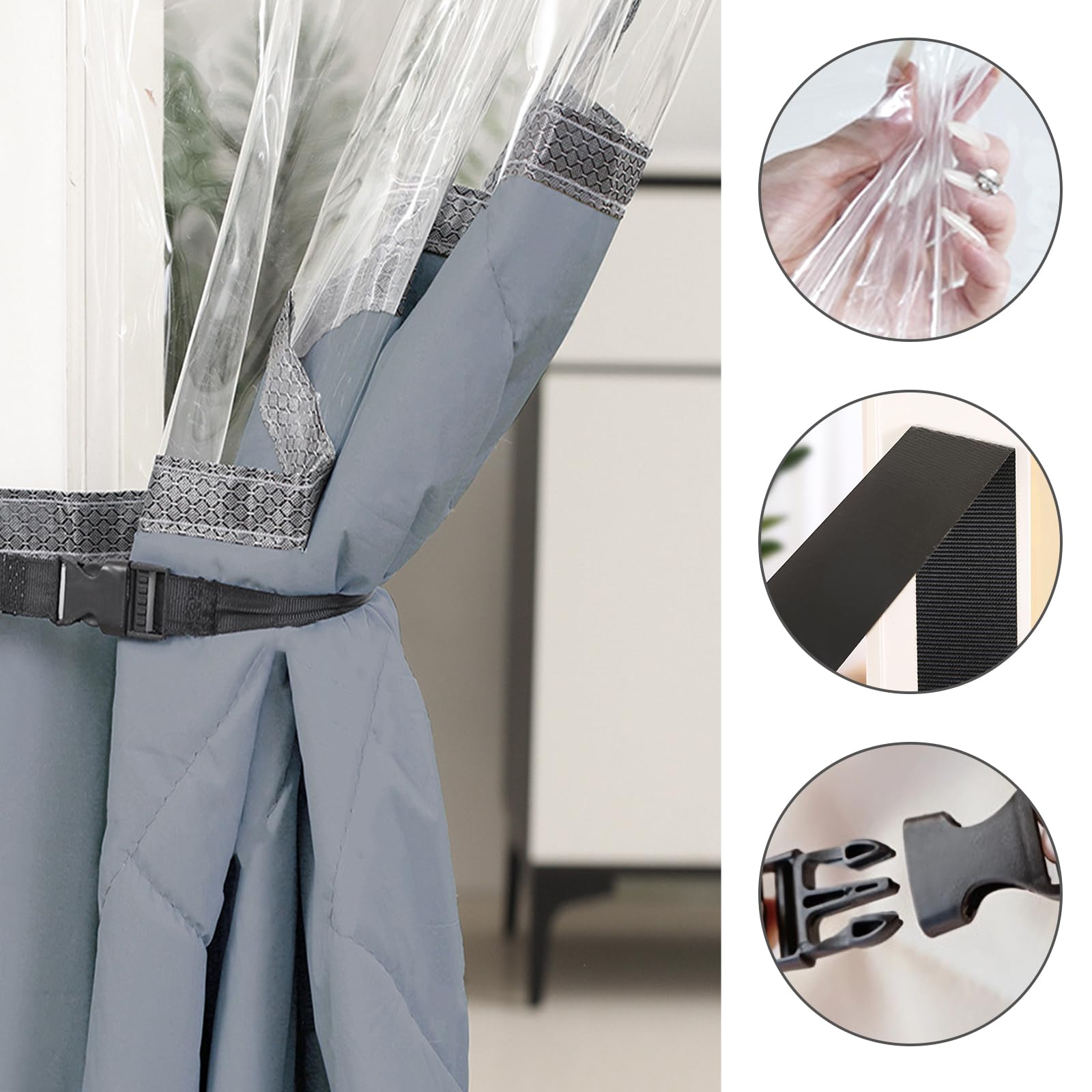 SUNOYA Tenda termica magnetica, protezione dal freddo, per porta, 90 x 210 cm, protezione dal freddo, per porta, inverno, isolante, antivento, impermeabile, con finestra trasparente