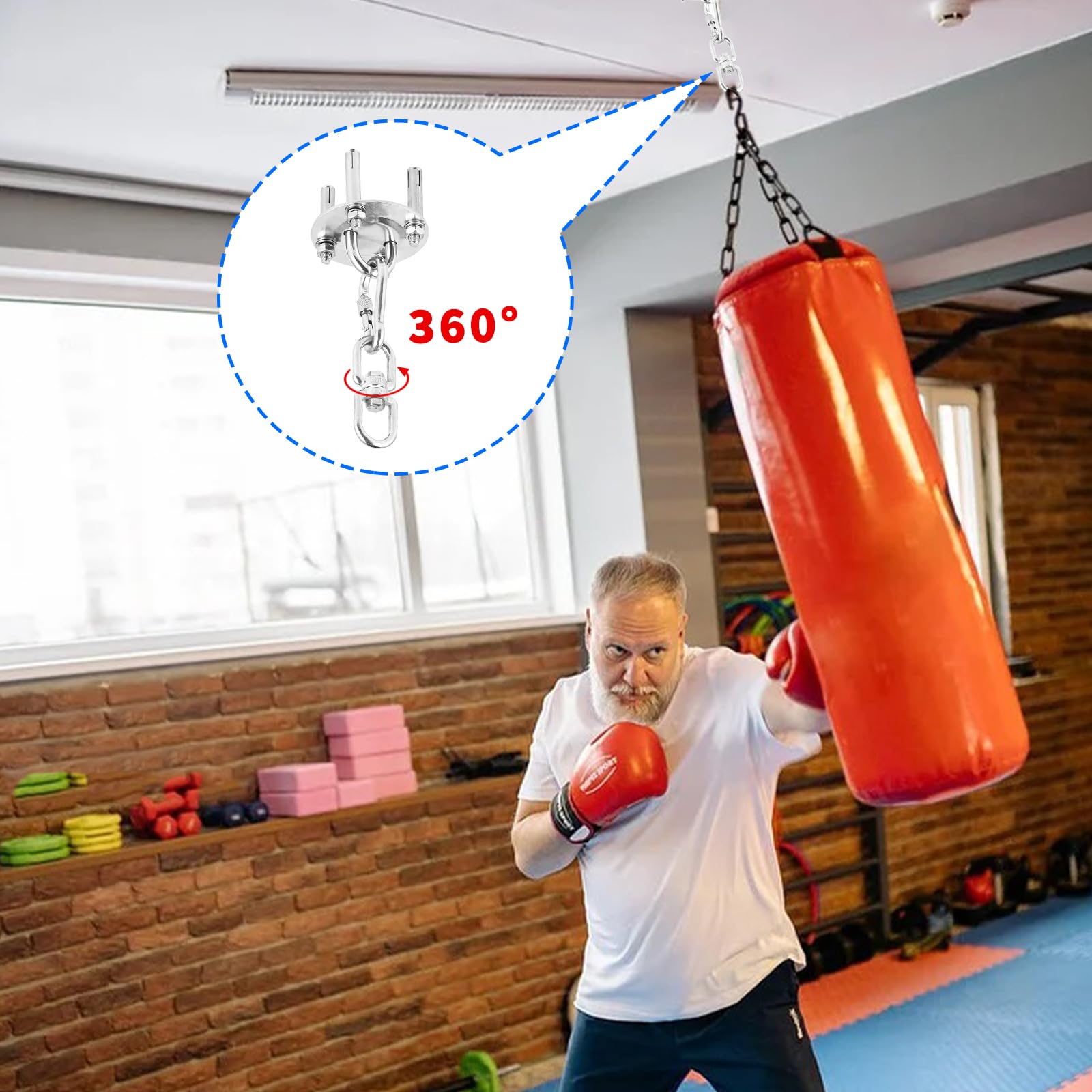 Gancho De Techo De Acero Inoxidable - hasta 450KG - Fijación para Hamaca con Rotación 360° - Gancho De Carga Pesada para Suspensión