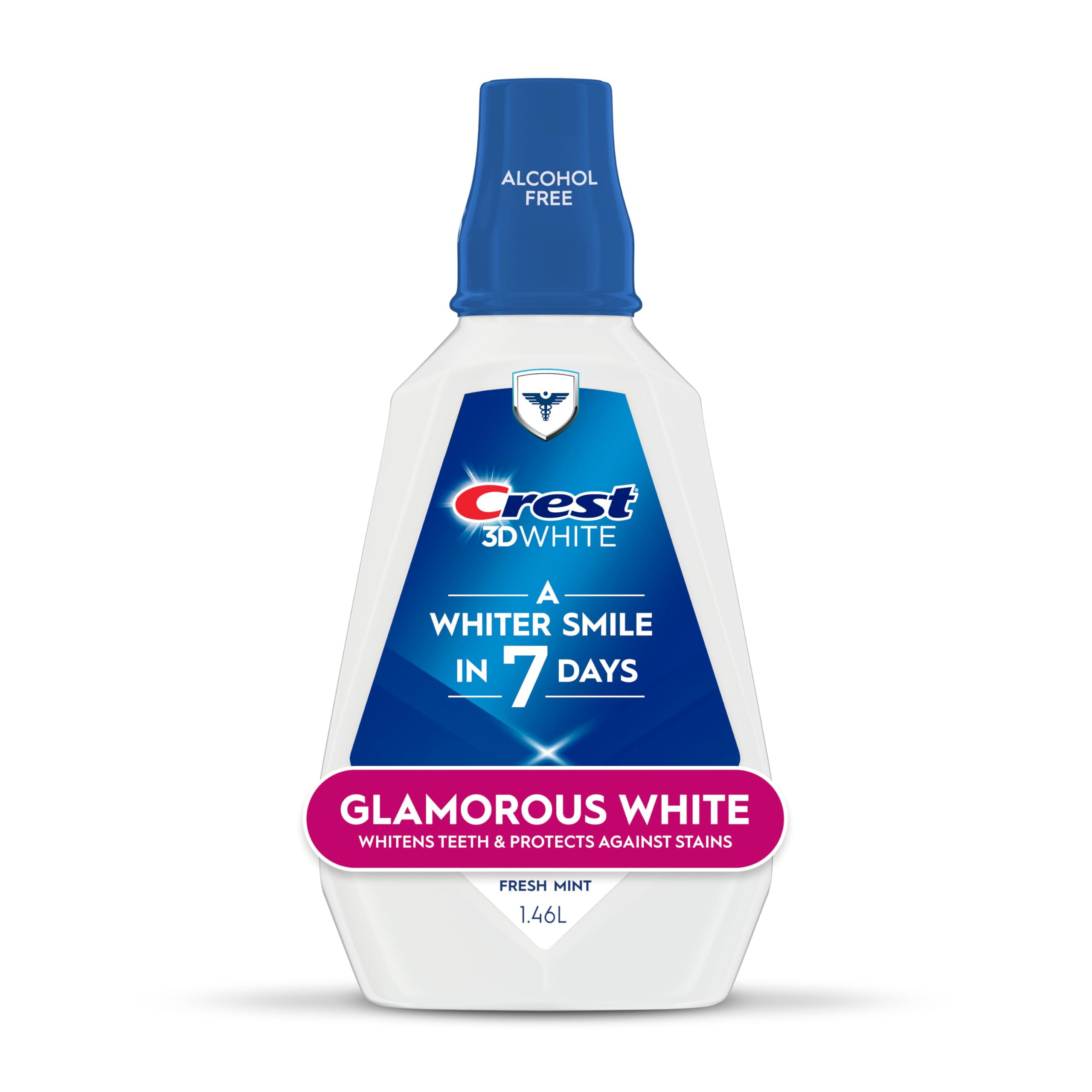 Crest 3D White Glamorous White Mouthwash, Fresh Mint, Alcohol-Free