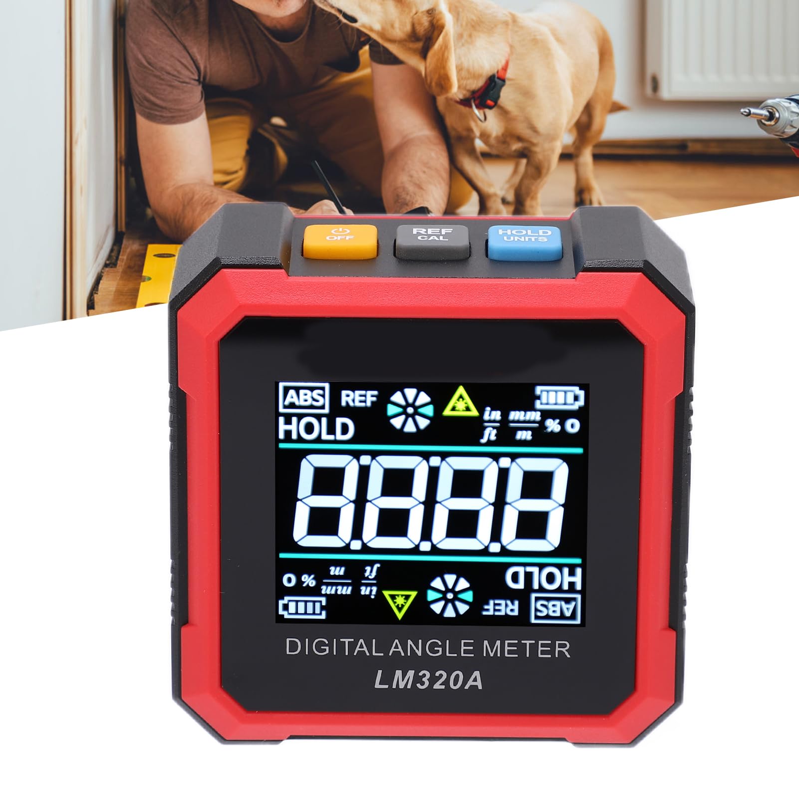Goniometro Compatto Inclinometro Digitale LM320A con Base Magnetica per Ingegneria Edile e Lavorazione Meccanica ABS + Lega di Alluminio
