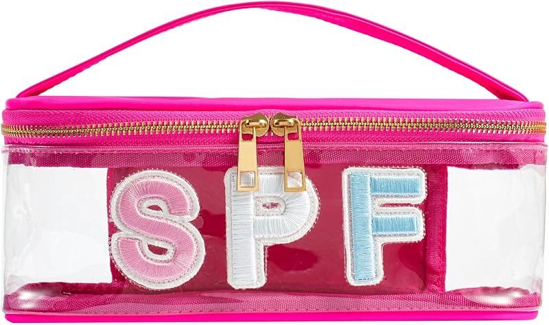 Necessaire transparente RSRSLEII com zíper, PVC, 03SPF Hot Pink, 1 unidade